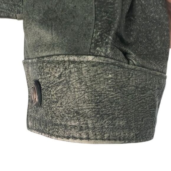 Wilsons Leather Adventure Bound Vintage 80s Army Green Moto Leather Jacket - Picture 7 of 16